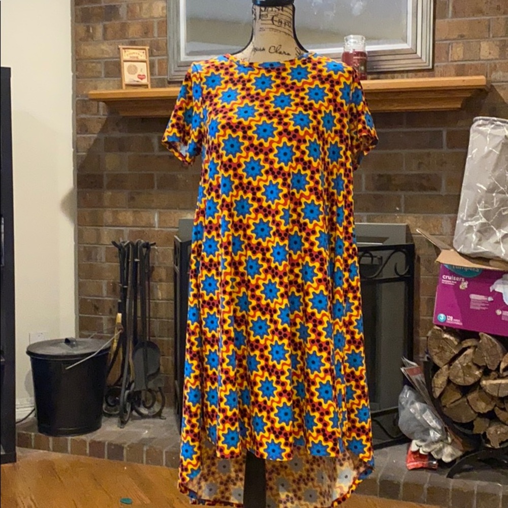 LulaRoe Multi colored tribal print dress